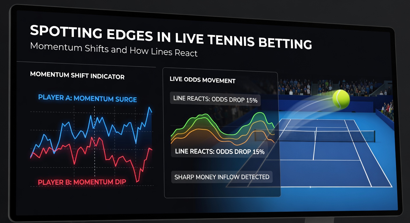Detaillierte Grafik zu Quotenbewegungen während eines Tennis-Momentum-Shifts, mit Liniencharts und Spielerstats